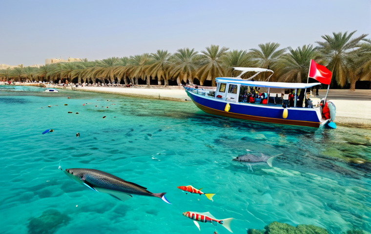 바레인의 해양 보호 정책 - **

"A group of tourists snorkeling in clear turquoise waters near a vibrant coral reef in Bahrain. ...
