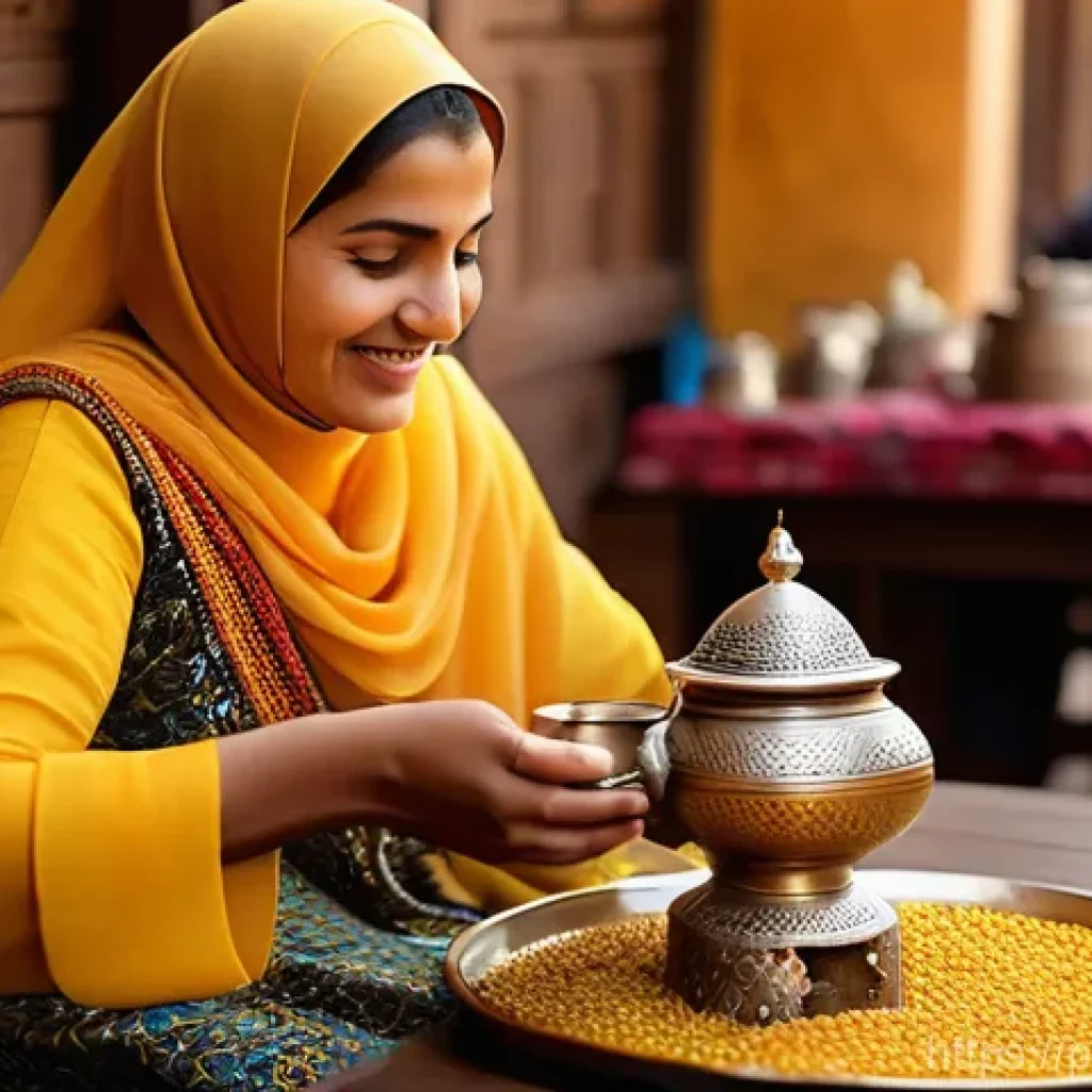 바레인의 독특한 카페 문화 - **Traditional Gahwa Hospitality in a Bahraini Souk**
    A vibrant, warm image depicting an authenti...