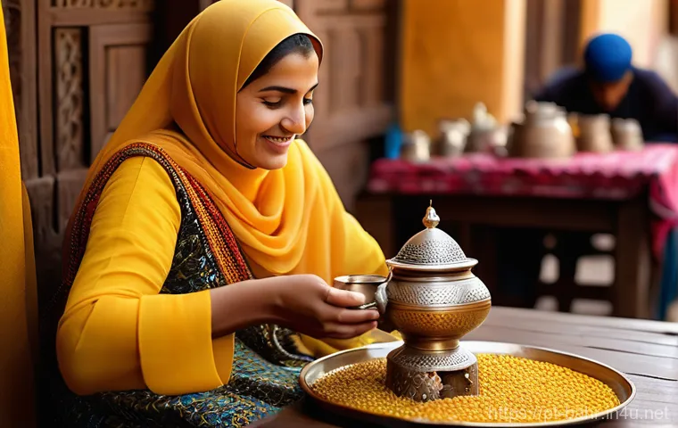 바레인의 독특한 카페 문화 - **Traditional Gahwa Hospitality in a Bahraini Souk**
    A vibrant, warm image depicting an authenti...
