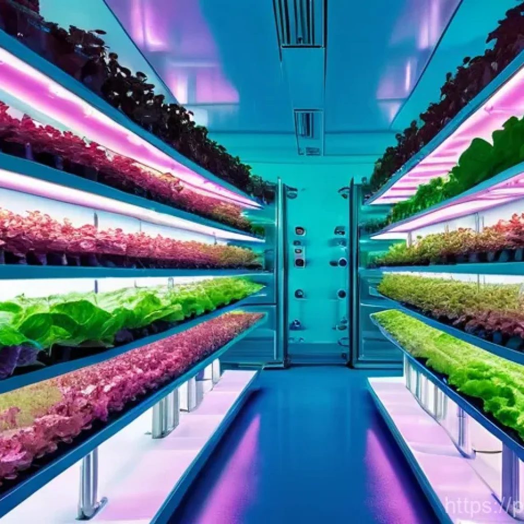 바레인의 농업 기술 - **Prompt 1: Futuristic Vertical Farm in Bahrain**
    "A stunning, brightly lit indoor vertical farm...