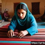 바레인의 공예품 쇼핑 - **Sadu Weaving Artisan:**
    A serene Bedouin woman, dressed in traditional, modest attire covering...