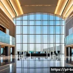 바레인의 국제 회의 개최지 - A modern, spacious international convention center in Manama, Bahrain, featuring sleek contemporary ...