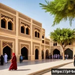 바레인의 도시 재생 프로젝트 - A vibrant urban scene in Bahrain showcasing the harmonious integration of restored traditional archi...