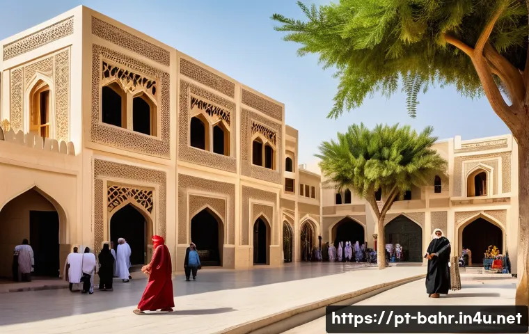 바레인의 도시 재생 프로젝트 - A vibrant urban scene in Bahrain showcasing the harmonious integration of restored traditional archi...